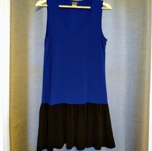 Black and blue sleeveless dress